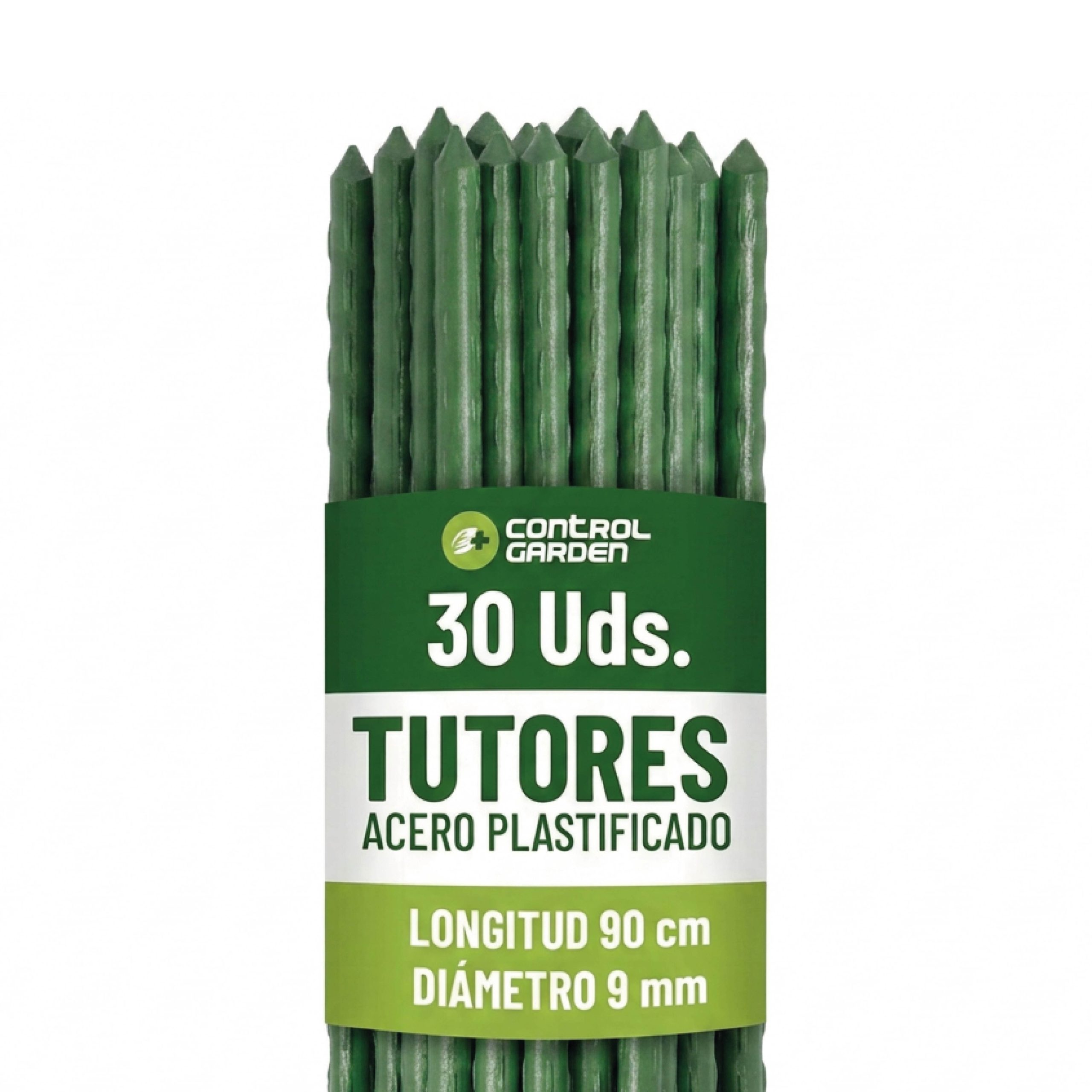 Tutores de acero recubiertos de PVC 90 cm · Pack 30 uds